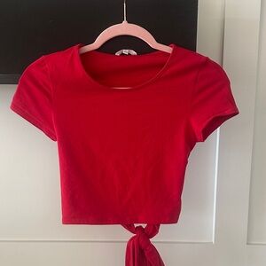 Better Be Vibrant Red Tie-Front Crop Top